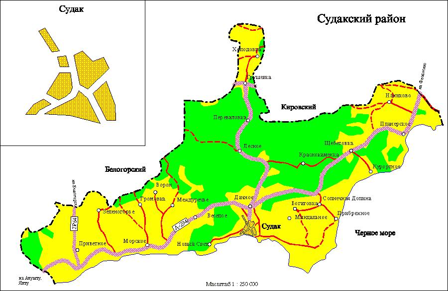 Судак карта по улицам