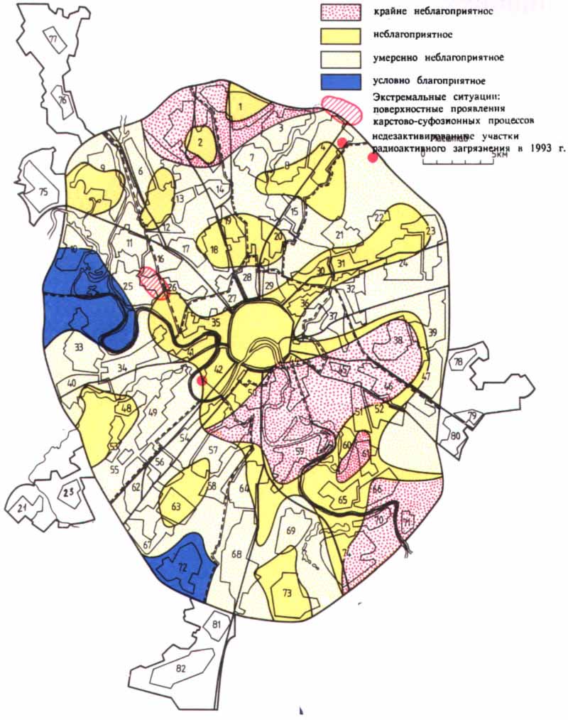 Карта радиоактивного загрязнения москвы и московской области